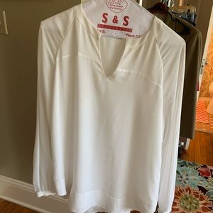 Cabi long sleeve white sheer top